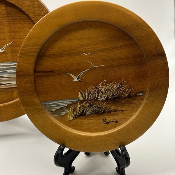 Vintage 1970s R Schmidt seaside hand painted and signed. - Picture 2 of 7